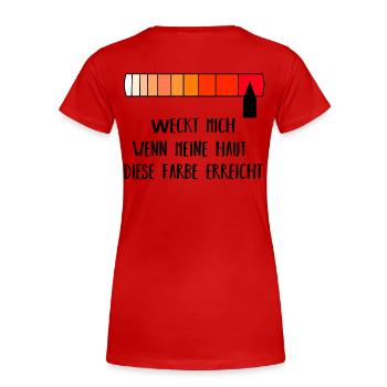 Coups de soleil | Idée de cadeau - T-shirt bio Premium Femme - rouge - Dos - Mia (176cm)