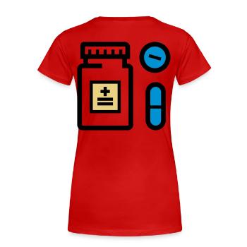 Pillen, Medikamente, Medizin, Drogen, Pillendose - Frauen Premium Bio T-Shirt - Rot - Hinten - Mia (176cm)