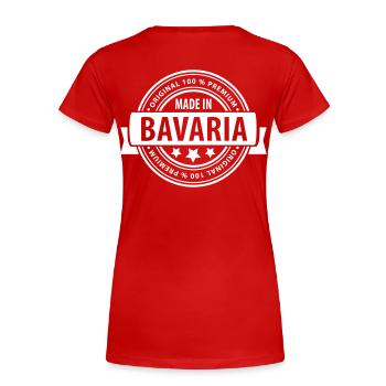 Made in Bavaria / Bayern - Frauen Premium Bio T-Shirt - Rot - Hinten - Mia (176cm)