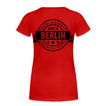 Fait à BERLIN - T-shirt bio Premium Femme - rouge - Dos - Mia (176cm)