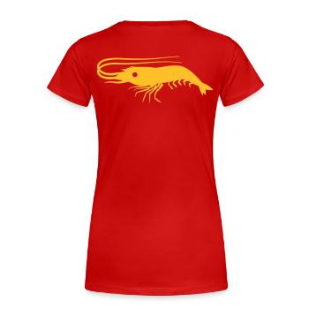 einzelne Garnelen Garnelen mit Antennen - Frauen Premium Bio T-Shirt - Rot - Hinten - Mia (176cm)
