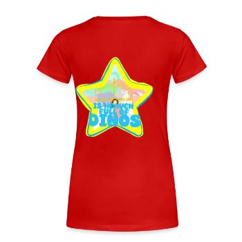 Dinosaurier-Paradies - Frauen Premium Bio T-Shirt - Rot - Hinten - Mia (176cm)