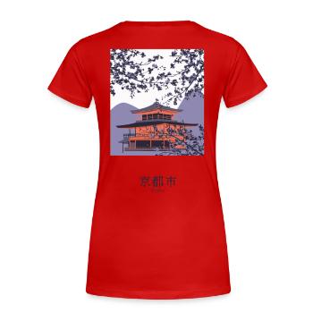 Willkommen in Kyoto - Frauen Premium Bio T-Shirt - Rot - Hinten - Mia (176cm)