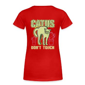 Cactus Cat - Women's Premium Organic T-Shirt - red - Back - Mia (176cm)