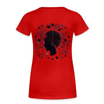 Structures cérébrales - Art surréaliste - T-shirt bio Premium Femme - rouge - Dos - Mia (176cm)