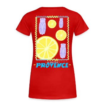 Das gute Leben in der Provence - Frauen Premium Bio T-Shirt - Rot - Hinten - Mia (176cm)