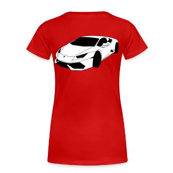 Lambo Sports Car - Women's Premium Organic T-Shirt - red - Back - Mia (176cm)