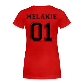 Melanie 01 - Black Edition - Women's Premium Organic T-Shirt - red - Back - Mia (176cm)