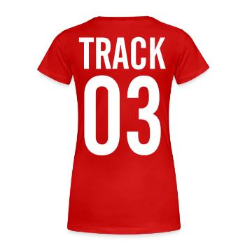 TRACK - T-shirt bio Premium Femme - rouge - Dos - Mia (176cm)