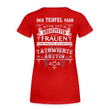 Kreative Tätowierte Ärztin - Frauen Premium Bio T-Shirt - Rot - Hinten - Mia (176cm)