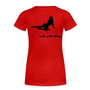 Diesel Smoke make Girls horny - Frauen Premium Bio T-Shirt - Rot - Hinten - Mia (176cm)