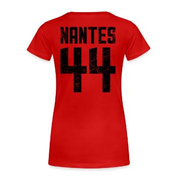 Nantes 44 Frankreich Kennzeichen - Frauen Premium Bio T-Shirt - Rot - Hinten - Mia (176cm)