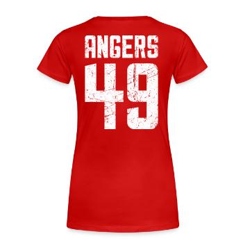 Angers 49 Frankreich Kennzeichen - Frauen Premium Bio T-Shirt - Rot - Hinten - Mia (176cm)