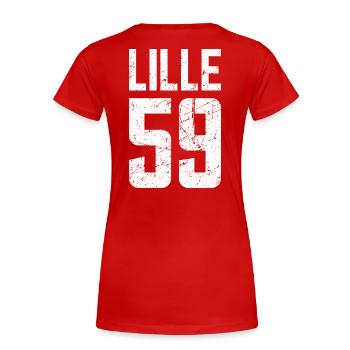 Lille 59 Frankreich Kennzeichen - Frauen Premium Bio T-Shirt - Rot - Hinten - Mia (176cm)