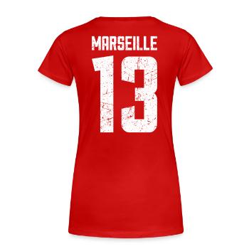 Marseille 13 Frankreich Kennzeichen - Frauen Premium Bio T-Shirt - Rot - Hinten - Mia (176cm)