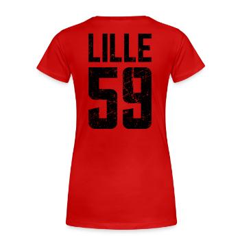 Lille 59 Frankreich Kennzeichen - Frauen Premium Bio T-Shirt - Rot - Hinten - Mia (176cm)