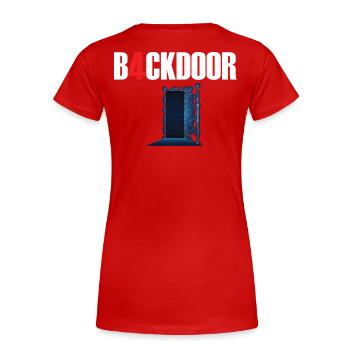 Backdoor - Women's Premium Organic T-Shirt - red - Back - Mia (176cm)