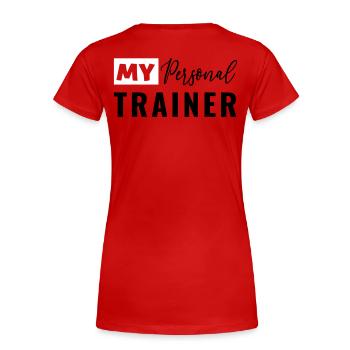 My personal trainer - Frauen Premium Bio T-Shirt - Rot - Hinten - Mia (176cm)