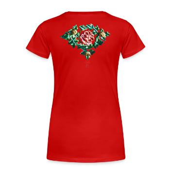 Chinesisch_Blumen_Verbotene Stadt_Pfingstrose1420 - T-shirt bio Premium Femme - rouge - Dos - Mia (176cm)