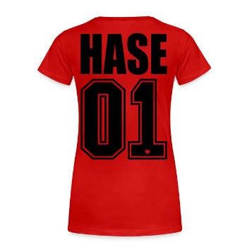 Hase Nr. 1 Schatz King 01 Kosename 1c - Frauen Premium Bio T-Shirt - Rot - Hinten - Mia (176cm)