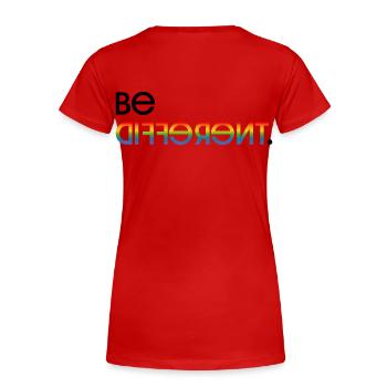 Be different print back LGBT lgbtqi queer - T-shirt bio Premium Femme - rouge - Dos - Mia (176cm)