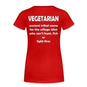 Vegetarian - Women's Premium Organic T-Shirt - red - Back - Mia (176cm)