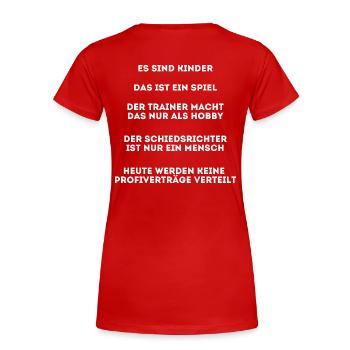 Fußball Regeln auf Fußballplatz für Eltern - Frauen Premium Bio T-Shirt - Rot - Hinten - Mia (176cm)