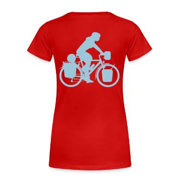 Radreisende ohne Globus - Danny A. Lettkemann - Frauen Premium Bio T-Shirt - Rot - Hinten - Mia (176cm)