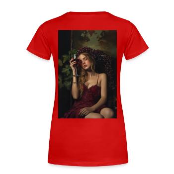 Excuses de Dieu - T-shirt bio Premium Femme - rouge - Dos - Mia (176cm)