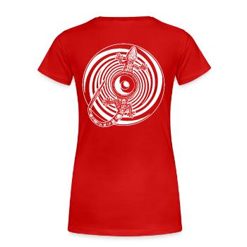 Gecko Tekno haut-parleur arrière 23 - T-shirt bio Premium Femme - rouge - Dos - Mia (176cm)