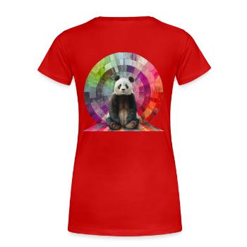 Panda vor dem Regenbogen / für Tierliebhaber - Frauen Premium Bio T-Shirt - Rot - Hinten - Mia (176cm)