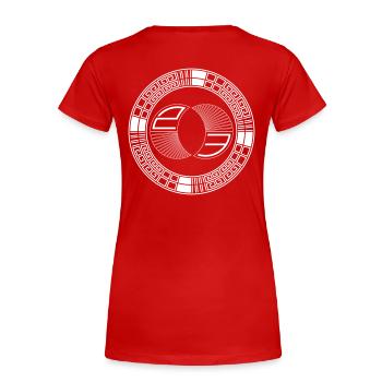 Tekno 23 ronde - T-shirt bio Premium Femme - rouge - Dos - Mia (176cm)