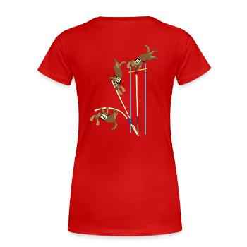 Stabhochsprung Hund - Frauen Premium Bio T-Shirt - Rot - Hinten - Mia (176cm)