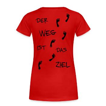 Der Weg ist das Ziel - Frauen Premium Bio T-Shirt - Rot - Hinten - Mia (176cm)