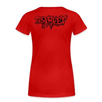 Street Art Graffiti - Frauen Premium Bio T-Shirt - Rot - Hinten - Mia (176cm)