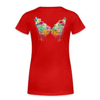 angelwings,flügel,bunt,engelsflügel,blumen - Frauen Premium Bio T-Shirt - Rot - Hinten - Mia (176cm)
