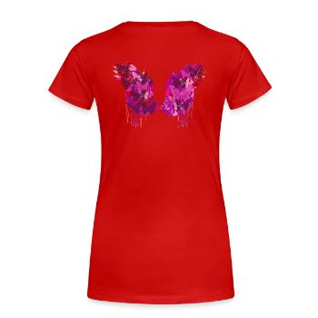 angelwings,flügel,aquarell,pink, engelsflügel - Frauen Premium Bio T-Shirt - Rot - Hinten - Mia (176cm)