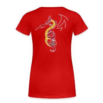 Stammes-Drache - Frauen Premium Bio T-Shirt - Rot - Hinten - Mia (176cm)