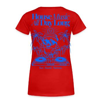 Sommer House Music - Frauen Premium Bio T-Shirt - Rot - Hinten - Mia (176cm)