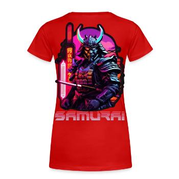 Samurai - Frauen Premium Bio T-Shirt - Rot - Hinten - Mia (176cm)
