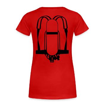 ARI Feuerwehr - Frauen Premium Bio T-Shirt - Rot - Hinten - Mia (176cm)