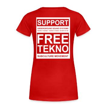 014 support free tekno - Frauen Premium Bio T-Shirt - Rot - Hinten - Mia (176cm)