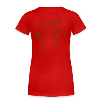 das Leben ist kein Ponyhof - Frauen Premium Bio T-Shirt - Rot - Hinten - Mia (176cm)