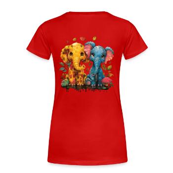 Herzige Elefantenfreunde für kleine Tierliebhaber - Frauen Premium Bio T-Shirt - Rot - Hinten - Mia (176cm)