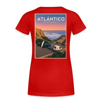 Atlantico Portugal  - Frauen Premium Bio T-Shirt - Rot - Hinten - Mia (176cm)