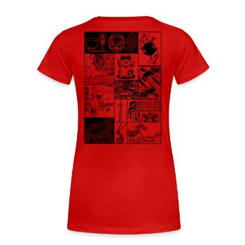 Japanisches Pop-Art-Design schwarz - Frauen Premium Bio T-Shirt - Rot - Hinten - Mia (176cm)