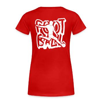 TAG FOOTBALL H - T-shirt bio Premium Femme - rouge - Dos - Mia (176cm)