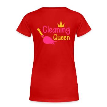 Reinigung Königin mit einem Besen und einer - Frauen Premium Bio T-Shirt - Rot - Hinten - Mia (176cm)