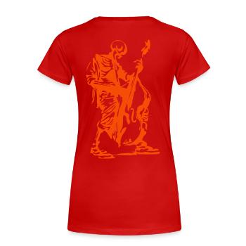 Contrabass Orangeman - Frauen Premium Bio T-Shirt - Rot - Hinten - Mia (176cm)