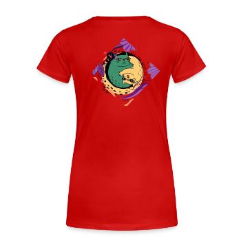 LoVe arround CatWorld - Frauen Premium Bio T-Shirt - Rot - Hinten - Mia (176cm)